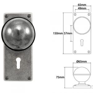Finesse Pewter FD086 Door Knob on 'Jesmond' Lock Backplate