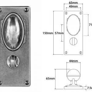 Finesse Pewter FD196 Pewter Door Knob on 'Jesmond' Bathroom Backplate (Set)