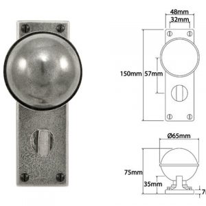 Finesse Pewter FD039 Door Knob on Bathroom Backplate (Set)