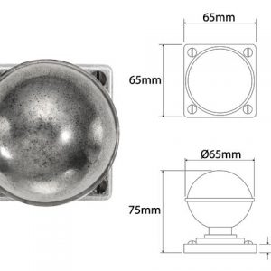 Finesse Pewter FD083 Door Knob on 'Jesmond' Rose Backplate (Set)