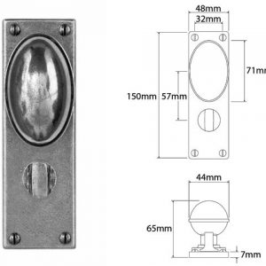 Finesse Pewter FD191 Door Knob on Bathroom Backplate (Set)