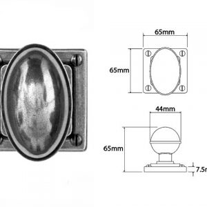 Finesse Pewter FD193 Pewter Door Knob on 'Jesmond' Rose Backplate (Set)
