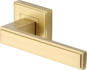 Heritage Brass DEC5430 Linear Square Door Handle on Square Rose (Set)