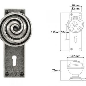 Finesse Pewter FD036 Door Knob on Lock Backplate (Set)