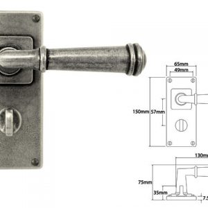 Finesse Pewter FD069 Lever on 'Jesmond' Bathroom Backplate (Set)