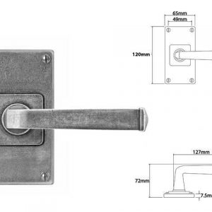 Finesse Pewter FD072 Lever on 'Jesmond' Short Latch Backplate (Set)