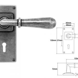 Finesse Pewter FD090 Lever on 'Jesmond' Lock Backplate (Set)