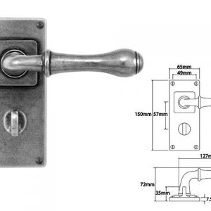 Finesse Pewter FD093 Lever on 'Jesmond' Bathroom Backplate (Set)