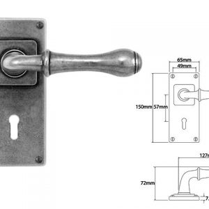 Finesse Pewter FD094 Lever on 'Jesmond' Lock Backplate (Set)
