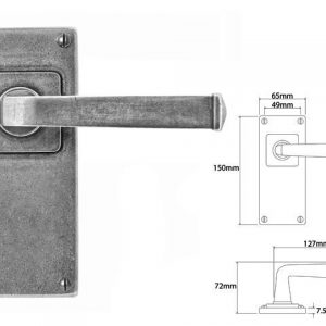 Finesse Pewter FD115 Lever on 'Jesmond' Latch Backplate (Set)