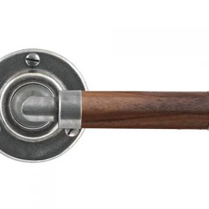 Finesse Pewter FD138 Lever on Rose Backplate - American Black Walnut (Set)