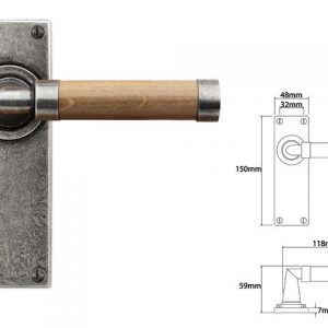Finesse Pewter FD139 Lever on Latch Backplate - Oak (Set)