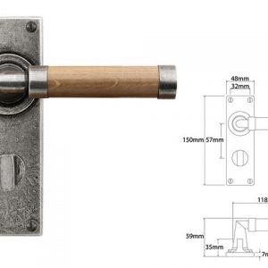 Finesse Pewter FD141 Lever on Bathroom Backplate - Oak (Set)