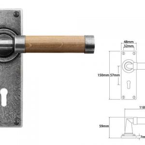 Finesse Pewter FD143 Lever on Lock Backplate - Oak (Set)