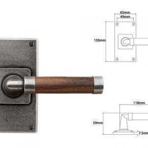 Finesse Pewter FD148 Lever on 'Jesmond' Short Latch Backplate (Set)