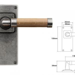 Finesse Pewter FD149 Lever on 'Jesmond' Latch Backplate - Oak (Set)