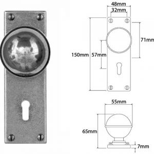 Finesse Pewter FD175 Door Knob on Lock Backplate (Set)