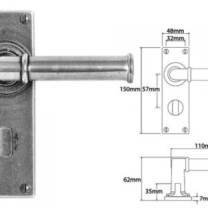 Finesse Pewter FD182 Lever on Bathroom Backplate (Set)