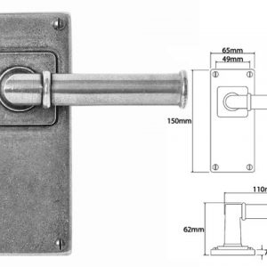 Finesse Pewter FD186 Lever on 'Jesmond' Long Latch Backplate (Set)
