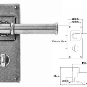 Finesse Pewter FD187 Lever on 'Jesmond' Bathroom Backplate (Set)
