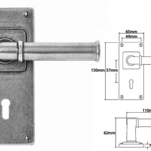 Finesse Pewter FD188 Lever on 'Jesmond' Lock Backplate (Set)