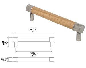 Finesse Pewter 'Milton' Oak Bar Handle