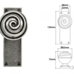 Finesse Pewter FD034 Door Knob on Latch Backplate (Set)
