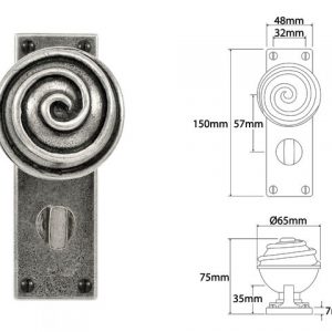 Finesse Pewter FD035 Door Knob on Bathroom Backplate (Set)