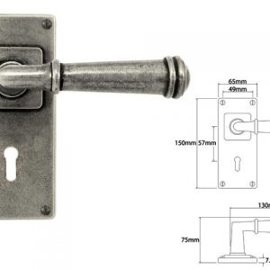 Finesse Pewter FD070 Lever on 'Jesmond' Lock Backplate (Set)