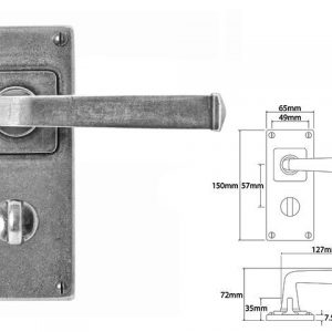 Finesse Pewter FD073 Lever on 'Jesmond' Bathroom Backplate (Set)