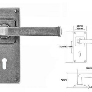 Finesse Pewter FD074 Lever on 'Jesmond' Lock Backplate (Set)