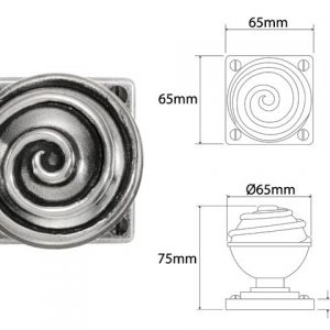 Finesse Pewter FD079 Door Knob on 'Jesmond' Rose Backplate (Set)