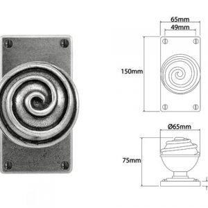 Finesse Pewter FD080 Door Knob on 'Jesmond' Short Latch Backplate (Set)