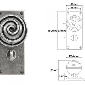 Finesse Pewter FD081 Door Knob on 'Jesmond' Bathroom Backplate (Set)