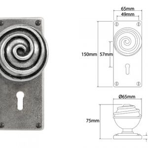 Finesse Pewter FD082 Door Knob on 'Jesmond' Lock Backplate (Set)