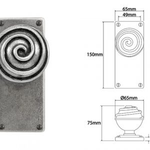 Finesse Pewter FD117 Door Knob on 'Jesmond' Latch Backplate (Set)