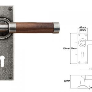 Finesse Pewter FD144 Lever on Lock Backplate - American Black Walnut (Set)