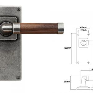 Finesse Pewter FD150 Lever on 'Jesmond' Latch Backplate (Set)