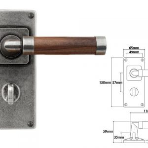 Finesse Pewter FD152 Lever on 'Jesmond' Bathroom Backplate (Set)