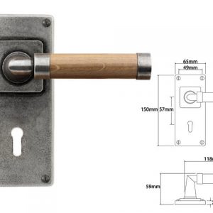 Finesse Pewter FD153 Lever on 'Jesmond' Lock Backplate - Oak (Set)