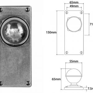 Finesse Pewter FD177 Door Knob on 'Jesmond' Long Latch Backplate (Set)