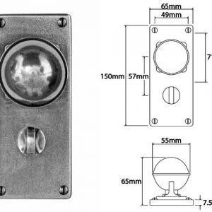 Finesse Pewter FD178 Door Knob on 'Jesmond' Bathroom Backplate (Set)