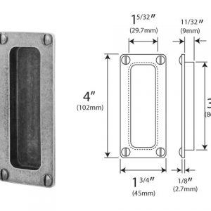 Finesse Pewter PDFP001 Pocket Door Flush Pull