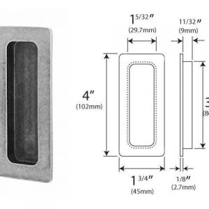 Finesse Pewter PDFP002 Pocket Door Flush Pull