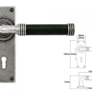 Finesse Pewter FD053B 'Jarrow' Black Leather & Pewter Lever on Lock Backplate (Set)