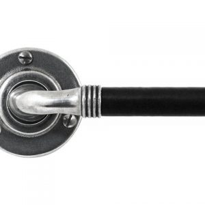 Finesse Pewter FD050B 'Jarrow' Black Leather & Pewter Lever on Rose Backplate (Set)