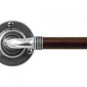 Finesse Pewter FD050C 'Jarrow' Chocolate Leather & Pewter Lever on Rose Backplate (Set)
