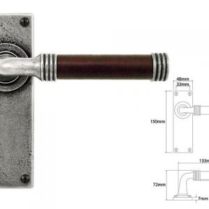 Finesse Pewter FD051C 'Jarrow' Chocolate Leather & Pewter Lever on Latch Backplate (Set)