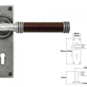 Finesse Pewter FD053C 'Jarrow' Chocolate Leather & Pewter Lever on Lock Backplate (Set)