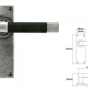 Finesse Pewter FD055B 'Jedburgh' Black Leather & Pewter Lever on Latch Backplate (Set)